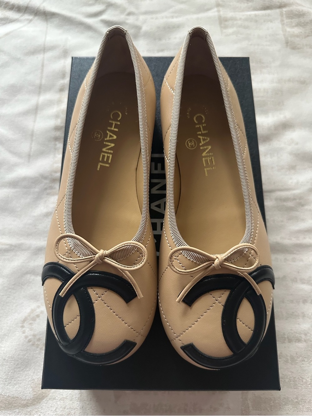Chanel 26M coco beach Cambon ballet flats Beige color size 36.5